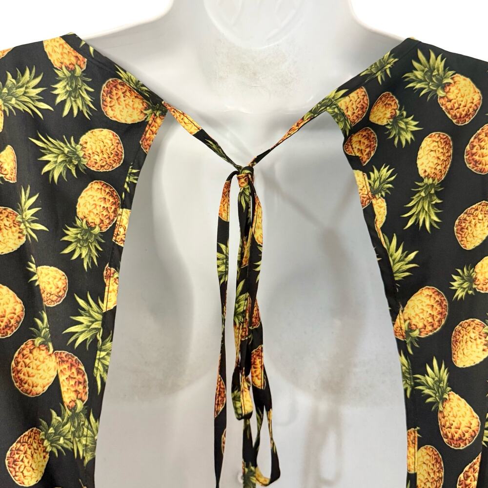 Area Stars Pineapple Black Yellow Flutter Sleeve Mini Dress size S NEW Tags - Picture 7 of 13